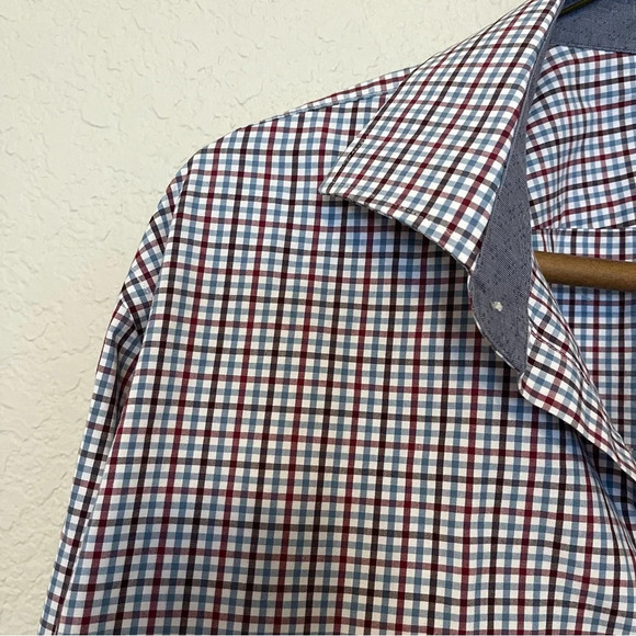 Nordstrom Men's Shop non iron plaid long sleeve button down shirt size 17 - Picture 7 of 12